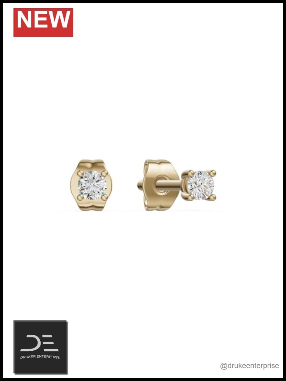 Basket Set Round Lab Diamond Stud Earrings 24K Gold Vermeil Sterling Silver